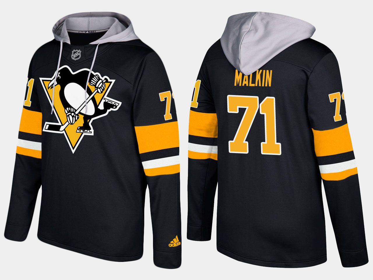 Men NHL Pittsburgh penguins #71 evgeni malkin black hoodie->pittsburgh penguins->NHL Jersey